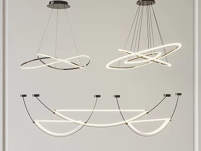Modern Circular LED Chandelier Designs With Hanging Structure For Interior Decoration 3d model