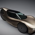 Futuristic Champagne Gold Concept Car With Sleek Aerodynamic Design And Unique Wheels