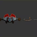 Medieval Armored Figure With Silver Armor Red Accents Shield And Sword
