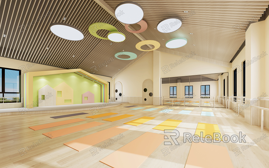 Modern Yoga Room Dance Yoga Classroom model