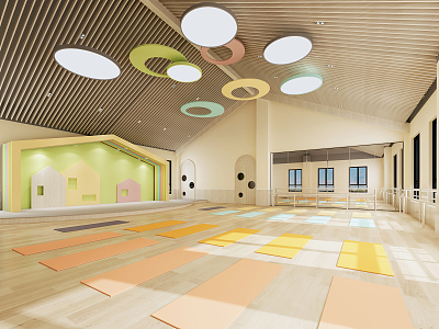 Modern Yoga Room Dance Yoga Classroom model