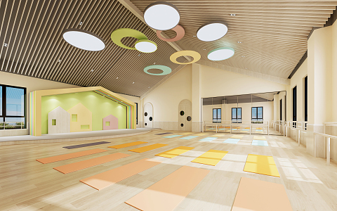 Modern Yoga Room Dance Yoga Classroom 3d model