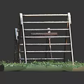 Outdoor Wooden Climbing Frame Equipment With Ladder Structure On Green Grass