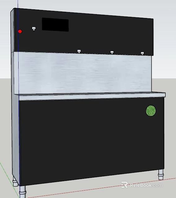 Modern Black And Silver Water Dispenser With Stainless Steel Panel And Outlets 3d model 