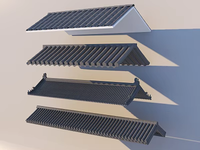 Traditional Chinese Roof Components With Different Eave Styles And Tile Designs 3d model