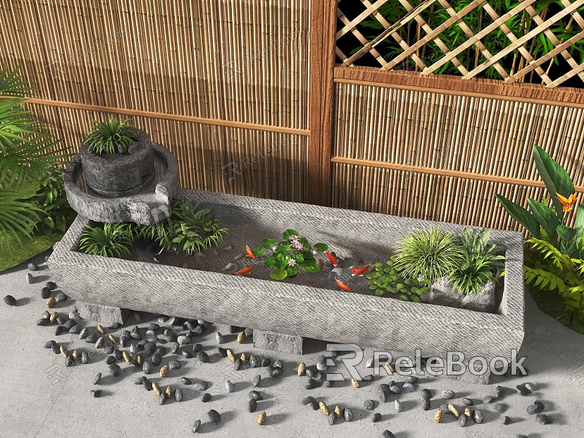 New Chinese-style Chinese-style rockery waterscape new Chinese-style ornaments stone mortar waterscape courtyard landscaping circulating water fish pond balcony fish pond model