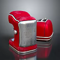 Red Kitchen Countertop Mixer And Toaster Appliances With Metallic Finish Design