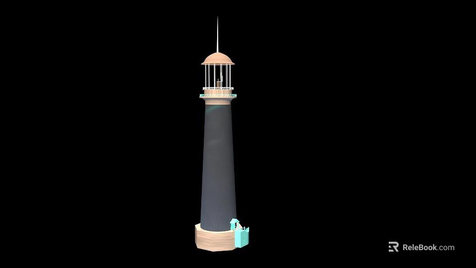 Classic Lighthouse Structure With Black Tower Lantern Top And Light Colored Base 3d model 