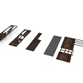 Wooden And Gray Scene Building Components With Various Shapes And Grid Patterns 3d model
