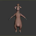 Cartoon Cow Game Film Character 3D Model With Pink Body And Blue Hooves