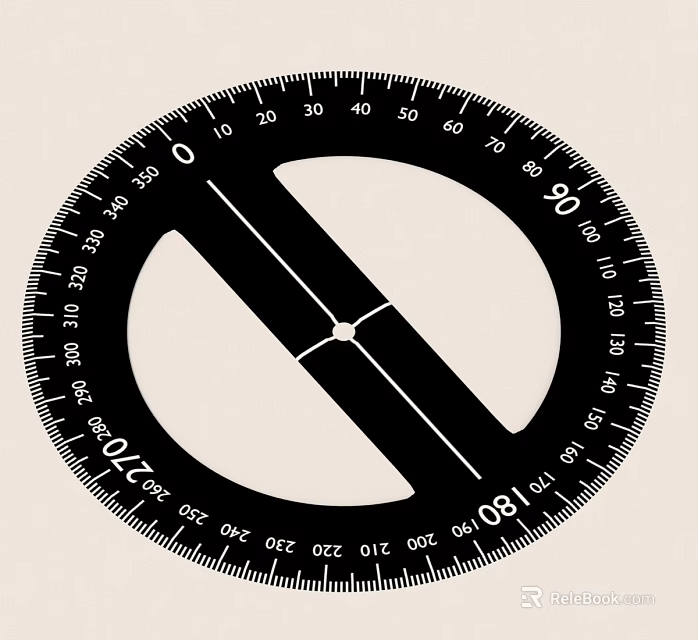 Black Circular Protractor With 360 Degree Scale And Measurement Markings 3d model 