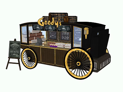 Goody's Food Cart Featuring Wheels Display Windows Product Display And Chalkboard Menu 3d model