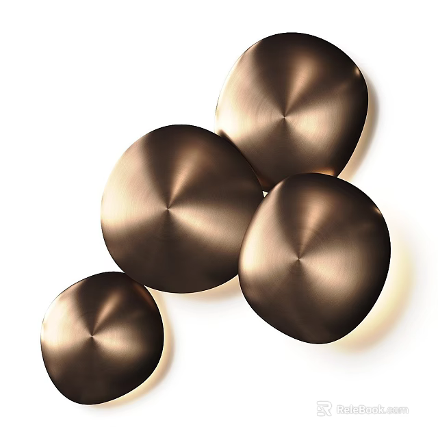 Modern Circular Metallic Brass Wall Lamps With Shiny Surface And Soft Lighting 3d model 