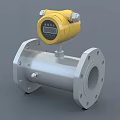 Industrial Flow Meter Equipment With Silver Pipeline And Yellow Digital Display Head