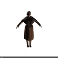 Elderly White Haired Woman Wearing Brown And Gray Robe With Arms Hanging Naturally