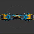 Blue And Yellow Streamlined Spacecraft Model With Wings For Space Exploration On Black Background 3d model