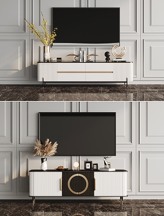 Light Luxury TV Cabinet Combination 3d model