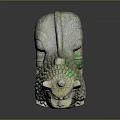 Mythical Stone Lion Statue Seated With Detailed Carved Mane And Paws