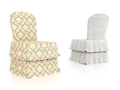 Stylish Accent Single Chairs with Floral Pattern and Plain Fabric Covers Design 3d model
