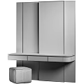 Modern Light Wood Dressing Table With Full Mirror Drawers And Soft Padded Stool For Bedroom