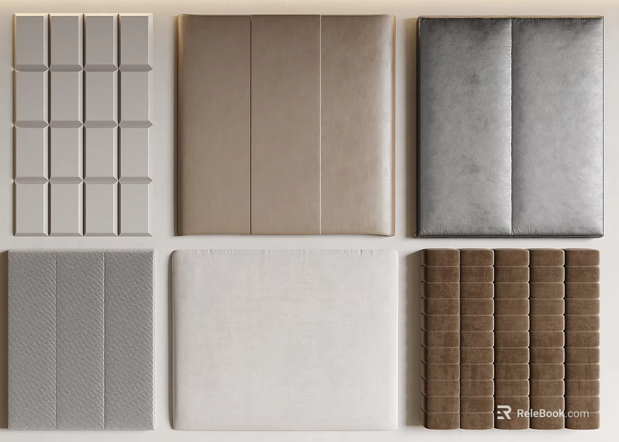 Various Soft Upholstery Wall Panel Designs With Different Fabric Textures And Colors 3d model 