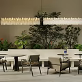 Modern Milk Tea Shop Interior Design With Chandeliers Green Plants And Comfortable Tables Chairs