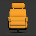Modern Yellow Leather Chair With Comfortable Armrests And Adjustable Backrest On Black Metal Base