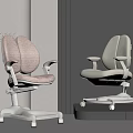 Modern Children's Chair With Pink And White Colors Armrests Swivel Wheels
