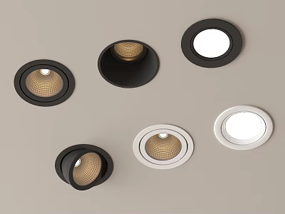 Modern Black and White Downlights and Spotlights with Sleek Design for Home Ceiling Lighting 3d model