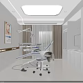Modern Dental Treatment Room Interior With White Chair Medical Equipment Wall Decor And Cabinets