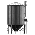 Metal Silo With Vertical Ribs Ladder And Industrial Support Structure Design 3d model