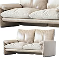 Modern Beige Upholstered Two Seater Sofa With Plush Cushions For Living Room
