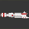 Red and White Modern Watercraft with Streamlined Multi Section Structure and Futuristic Design Elements