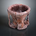 Handcrafted Wooden Barrel With Textured Surface And Cracked Design For Home Decor