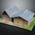 Traditional Wooden Building Featuring Sloped Tile Roofs Connected Sections And Natural Wood Walls
