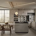 Modern Open Concept Dining Living Area With Pendant Light Large Windows And Wooden Accents