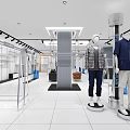 Modern Clothing Store Interior With Clothing Racks Mannequins Sofa Seats And White Tiled Floor