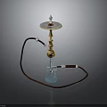 Blue Fruit Infused Beverage In Hookah Shaped Glass Container With Gold Trim