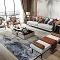 New Chinese Sofa Coffee Table Combination 3d model