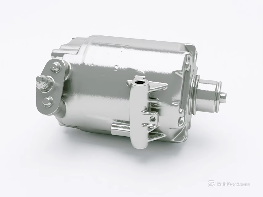Industrial Motor Equipment Silver Metal Housing Mechanical Components And Bolted Structure 3d model 