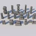 Gray Animal Inspired Architectural Models in 3D City Building Display Collection