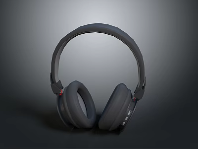 Computer Over Ear Headphones Black Design With Soft Ear Cups And Control Buttons 3d model
