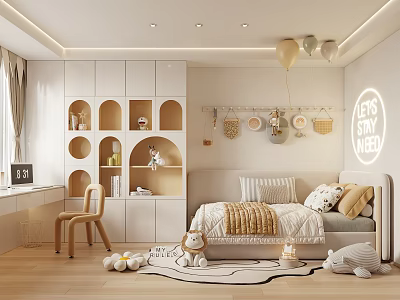 Children's Room Children's Bedroom Single Bed Multi-function Room 3d model