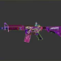 Purple And Pink Graffiti Decorated Rifle With Skull Pattern And GANGSTA Text