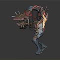 Vibrant Sci Fi Fantasy Creature With Mechanical Appendages And Sharp Teeth