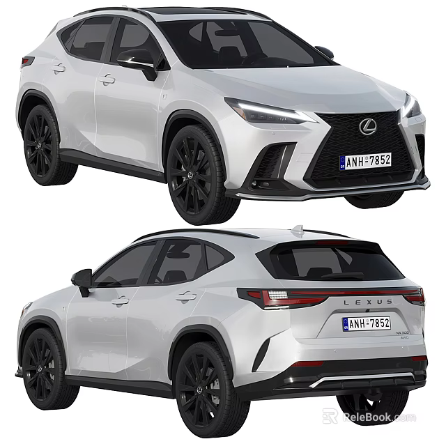White Lexus SUV Exterior Design With Black Wheels Front And Rear Views 3d model 