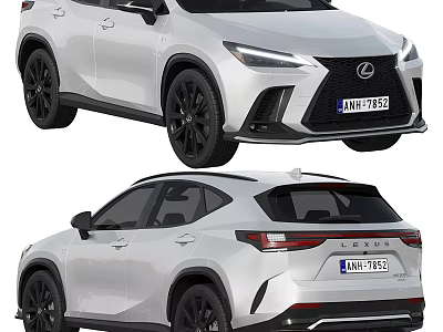 White Lexus SUV Exterior Design With Black Wheels Front And Rear Views 3d model