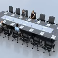 Modern Conference Table In Office Meeting Room With Comfortable Chairs And Green Plant