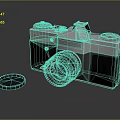 Vintage Seagull Camera 3D Rendering with Lens Knobs and Lens Cap on Dark Background 3d model