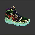 Stylish Modern High Top Sneakers With Black Gold Accents Blue Details Transparent Sole